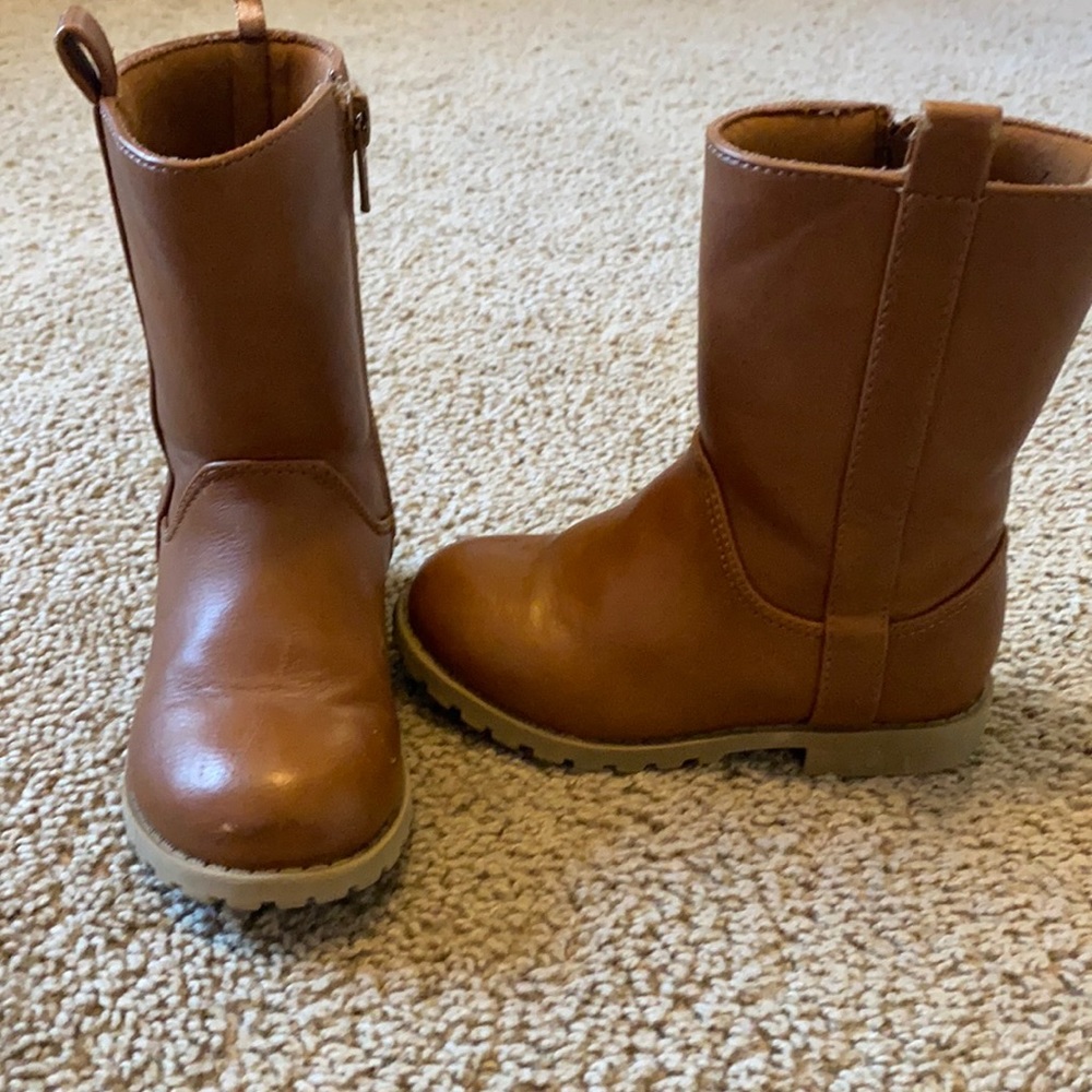 Girls brown zip boots